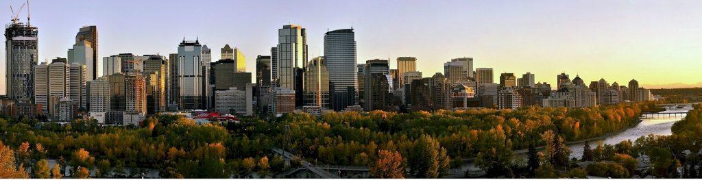 Calgary skyline in the evening